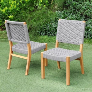 Zephyr Teak Wood Outdoor Dining Chair Gray Set of 2