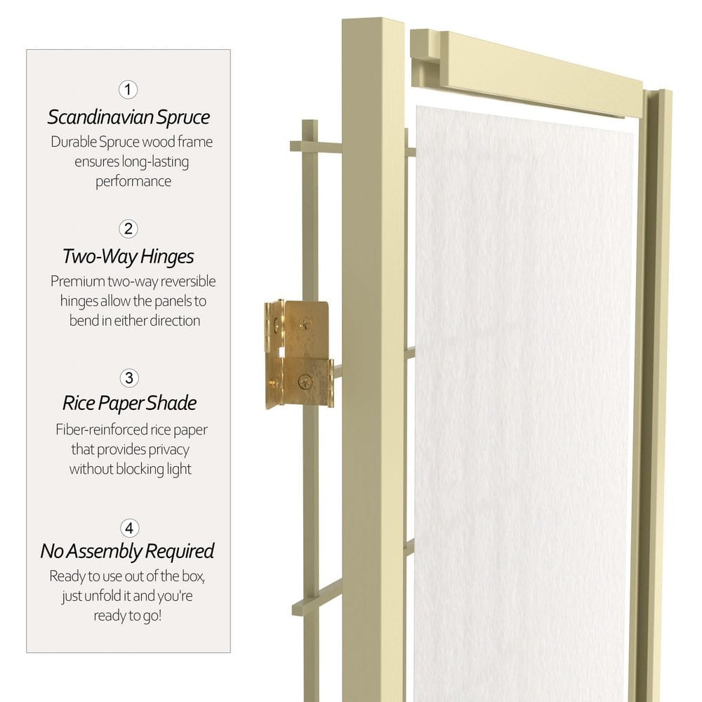 Ivory Shoji 3-Panel Folding Room Divider with Rice Paper