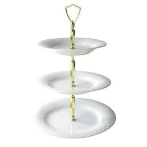 3-Tier Solitaire White Porcelain Cake Stand