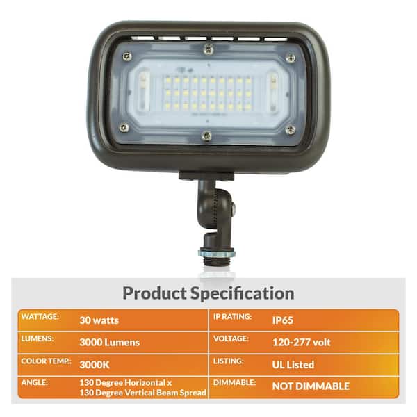 Newhouse Lighting 30-Watt Bronze Outdoor Integrated LED Landscape Weatherproof Wall Wash Flood Light with Adjustable Mounting Bracket