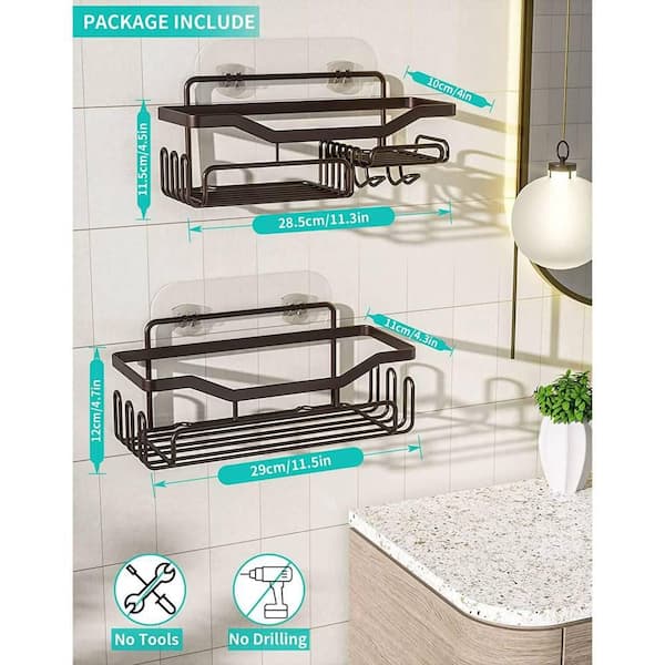 Dyiom Shower Caddies 2 Pack - No Drilling Adhesive Shower Organizer with Hooks