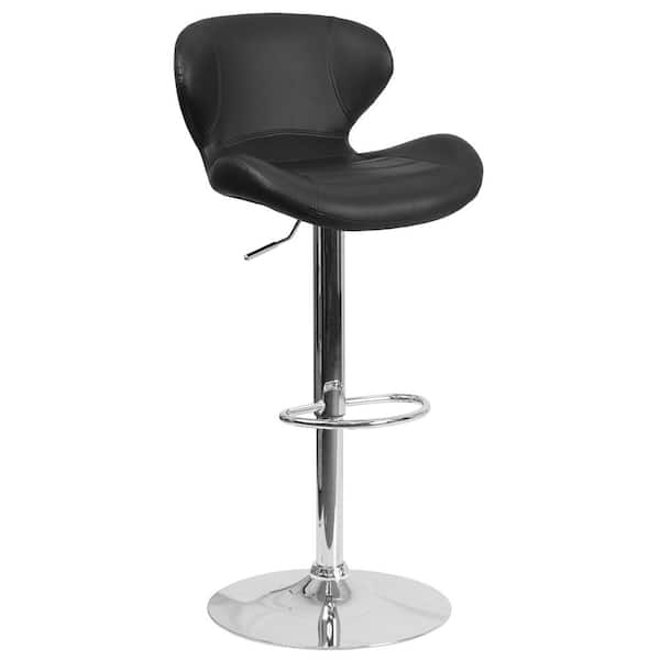 Flash Furniture Adjustable Height Black Cushioned Bar Stool