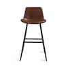 cozyman 41 in. Black 30 in. H Low Back Metal Frame Cushioned Counter Height Bar  Stool with Faux Leather seat (Set of 2) LB22CH0030-300 - The Home Depot