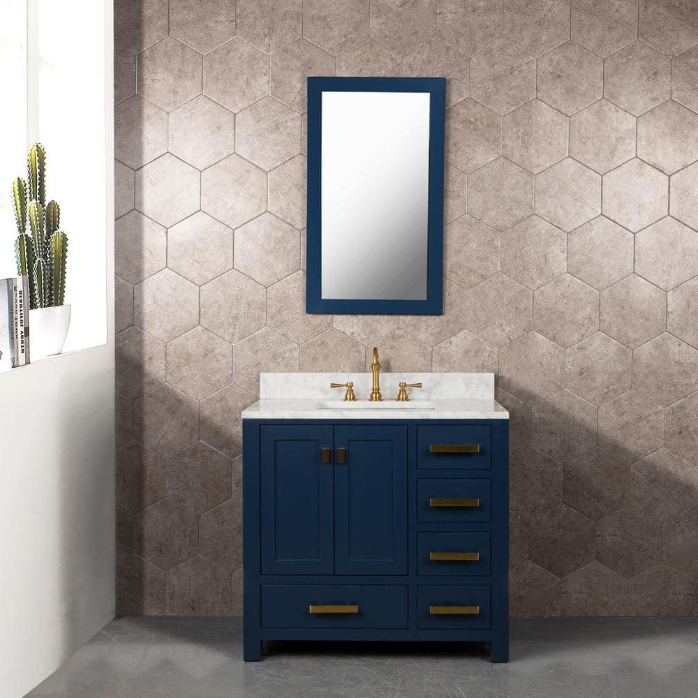 Madison Monarch Blue Single Bathroom Vanity with Marble Top
