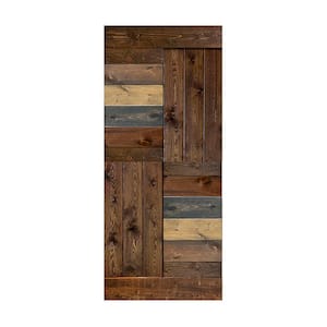 S Series 38 in. x 84 in. Multicolour Finished DIY Solid Wood Sliding Barn Door Slab - Hardware Kit Not Included