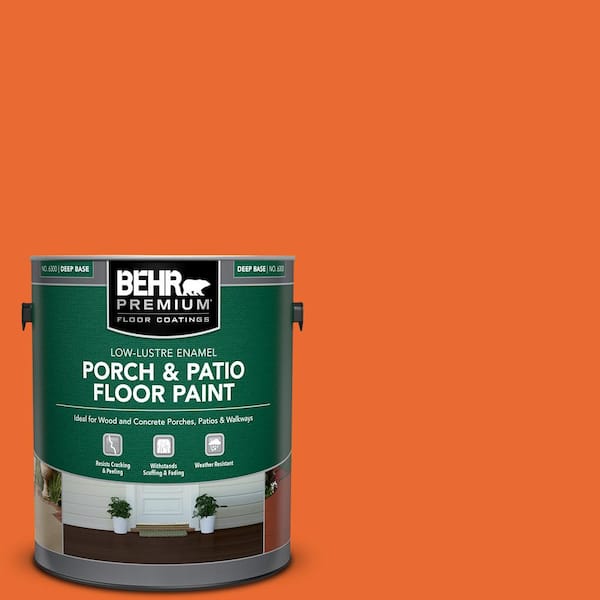 BEHR PREMIUM 1 gal. #220B-7 Electric Orange Low-Lustre Enamel Interior/Exterior Porch and Patio Floor Paint