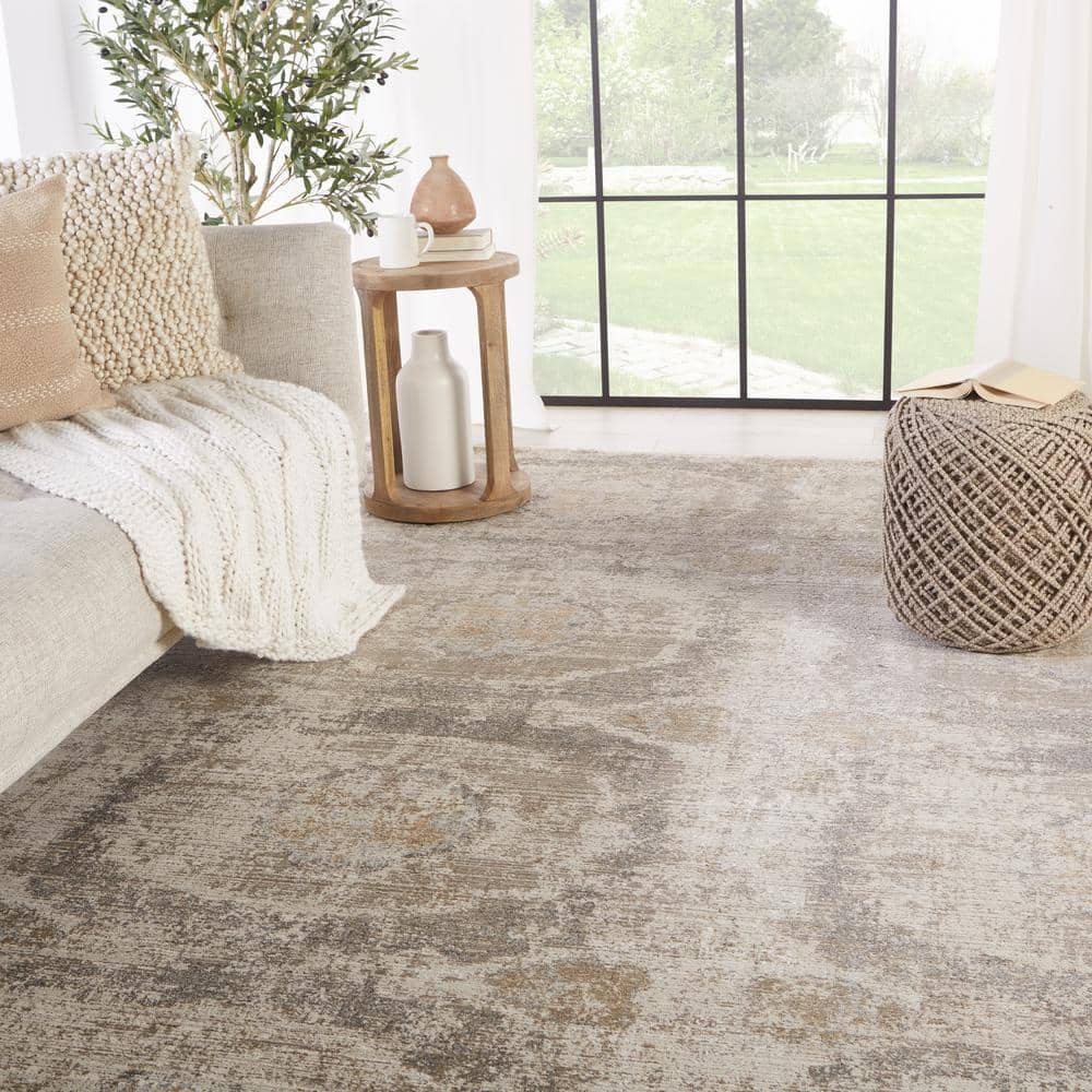 En Blanc Vintage-Inspired Medallion 8'x11' Gray Area Rug