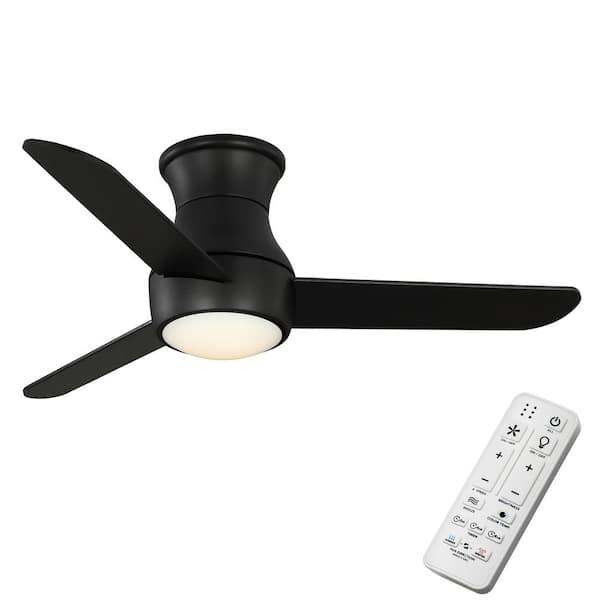 Hampton Bay Naderbury 36 in. Indoor/Covered Outdoor Matte Black Ceiling Fan with White Color Changing Integrated LED and Remote