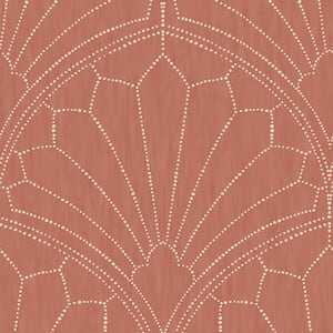 Scallop Medallion Redwood and Ivory Geometric Paper Strippable Roll (Covers 56.05 sq. ft.)