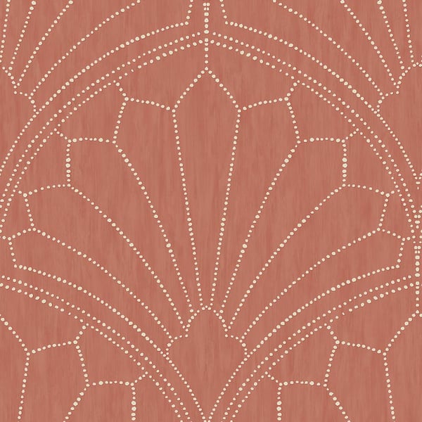 Seabrook Designs Scallop Medallion Redwood and Ivory Geometric Paper Strippable Roll (Covers 56.05 sq. ft.)