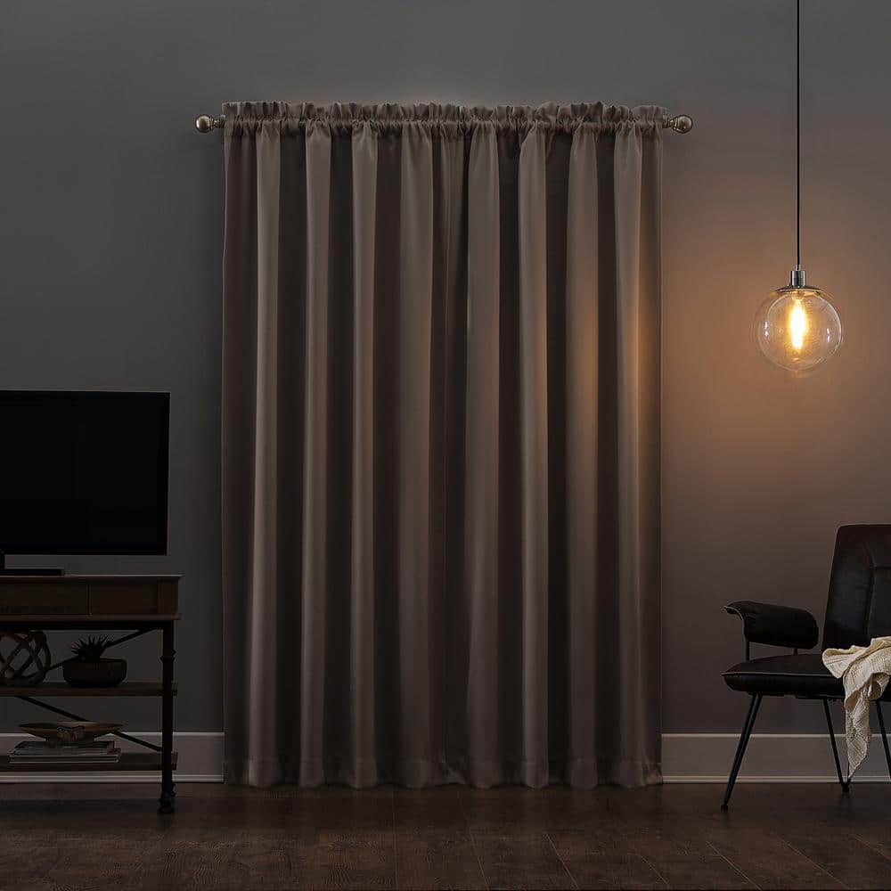 Stone Polyester Blackout Rod Pocket Curtain Panel, 52" x 84"
