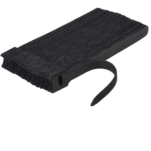 60-Piece 6 Inches Reusable Cable Ties Adjustable Cord Straps Cable Organizer Cord Wrap Hook Loop Black