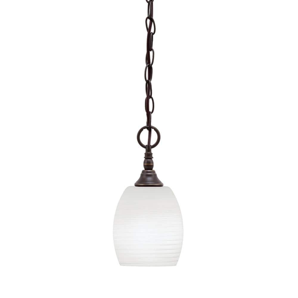 Elva 100-Watt 1_light Dark Granite Shaded Pendant Light with 5 in. White Li