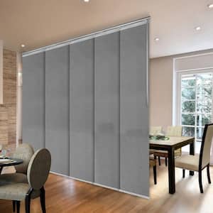 Cinder Gray 58 in. - 110 in. W x 94 in. L Adjustable 5- Panel White Single Rail Panel Track with 23.5 in. Slates