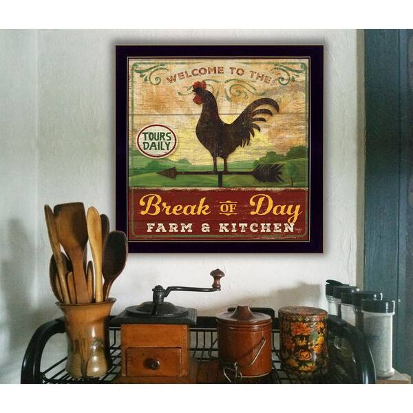 Unbranded 14 in. x 14 in. "Break of Day Rooster" by Mollie B. Printed Framed Wall Art