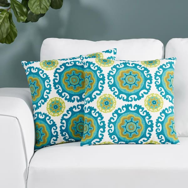 Noble House Kenmare Multicolor Print Polyester 18 in. x 18 in. Throw Pillow (Set of 2)