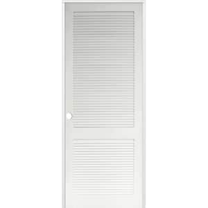 24 in. x 96 in. Primed MDF 2 Panel Right Hand Prehung Interior Louver Door