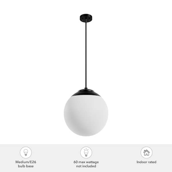 Hunter Hepburn 3-Light Painted Modern Brass Mid-century White Glass Globe LED Medium Hanging Pendant Light