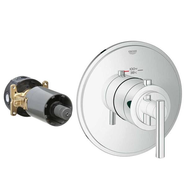 GROHE Timeless 1-Handle GrohFlex Universal Rough-In Box High Flow Custom Thermostatic Kit in Chrome