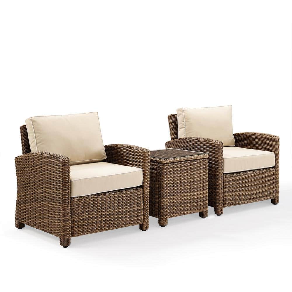 Bradenton Sand and Brown 3-Piece Outdoor Wicker Seating Set