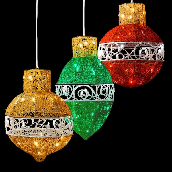National Tree Company Ornament Assortment (3-Piece) with LED Lights DF ...