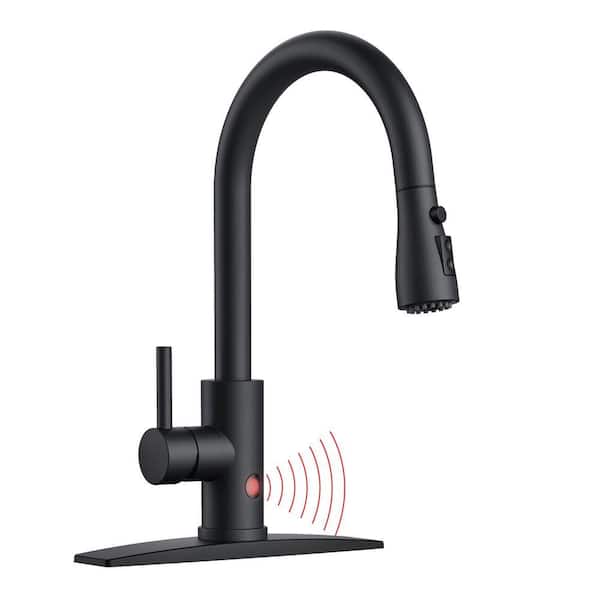 Touchless Single Handle Pull Down Sprayer Kitchen Faucet with 360 Spout Swivel Advanced Spray in Black