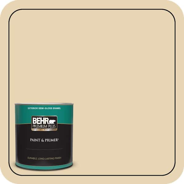 BEHR PREMIUM PLUS 1 qt. #ICC-93 Champagne Gold Semi-Gloss Enamel Exterior Paint & Primer