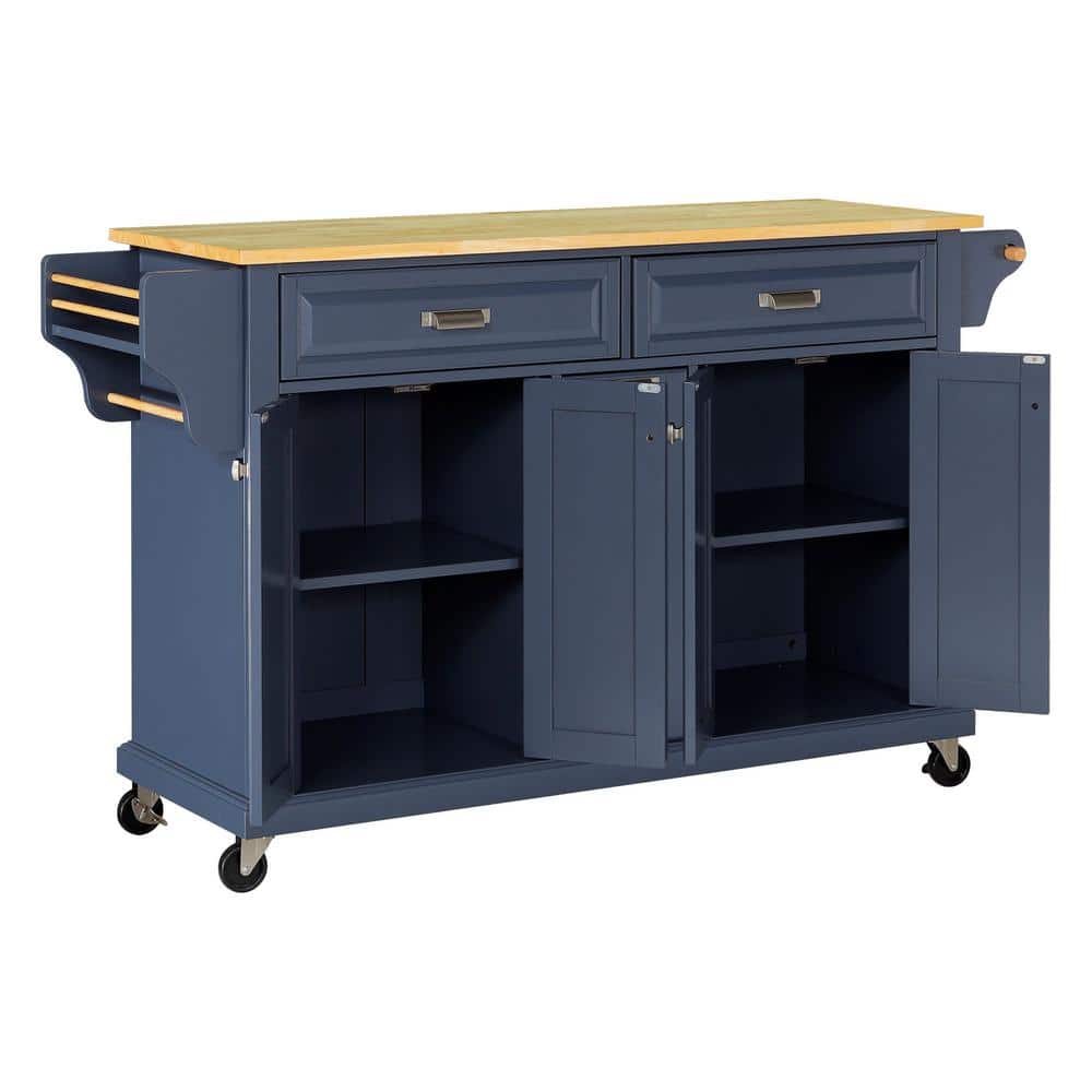 60.5 in. W x 18.1 in. D x 36 in. H Bathroom Blue Linen Cabinet