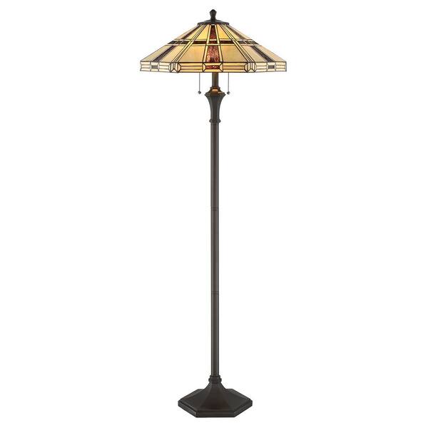Illumine 62 in. Dark Bronze Floor Lamp with Tiffany Shade