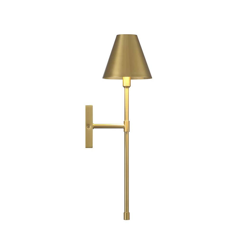 Warm Brass Dimmable Metal Shade Wall Sconce