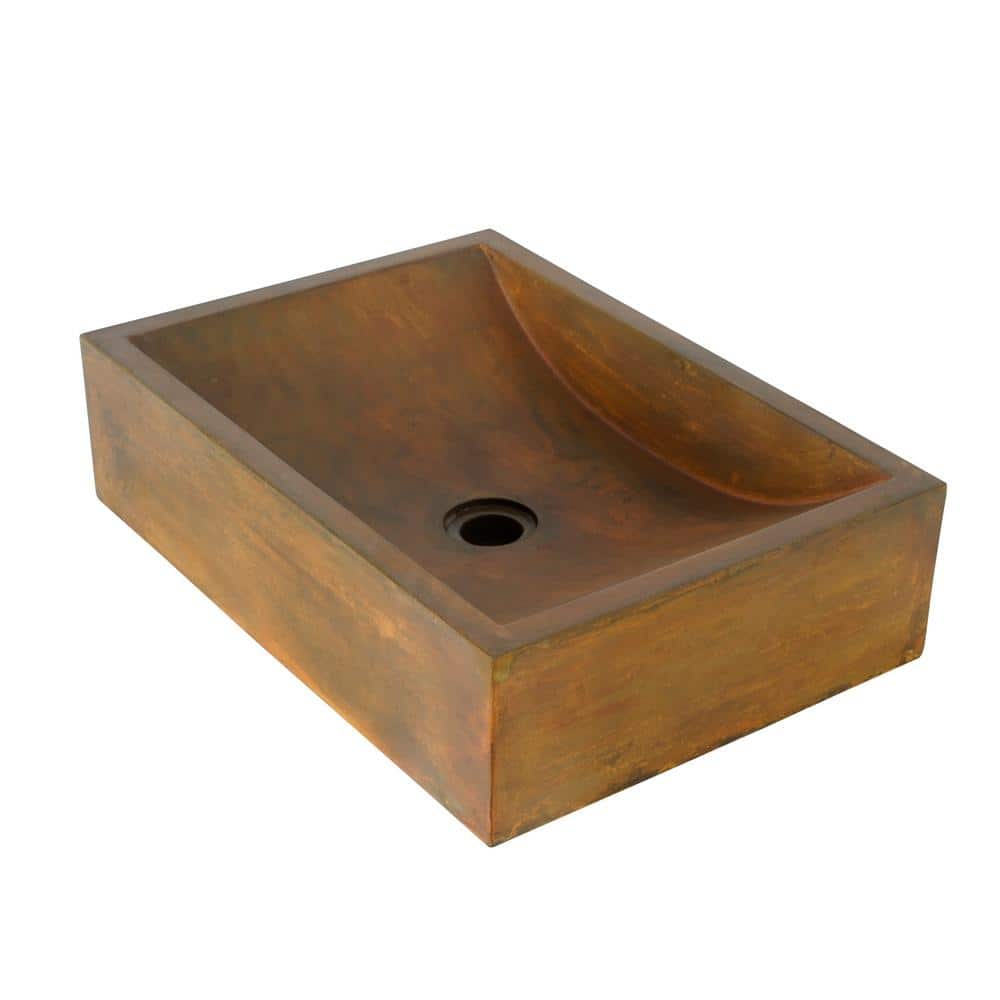 Vintage Brown Rectangular Stone Vessel Sink