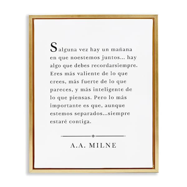 Stupell Industries A. A. Milne Quote Translation by Lettered and Lined Gold Floater Frame Typography Graphic Art Print 31 in. x 25 in.