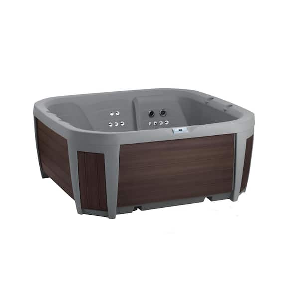 Bali Hot Tub 5-Person, 45-SS Jet Lounger, 230V with Stainless Heater, Ozone, Waterfall and Upgraded Synthetic Wood Skirt