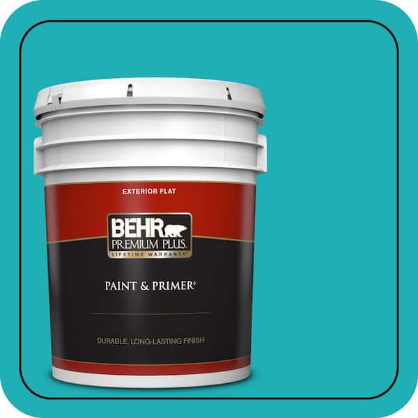 BEHR PREMIUM PLUS 5 gal. #500B-5 Mermaid Treasure Flat Exterior Paint & Primer
