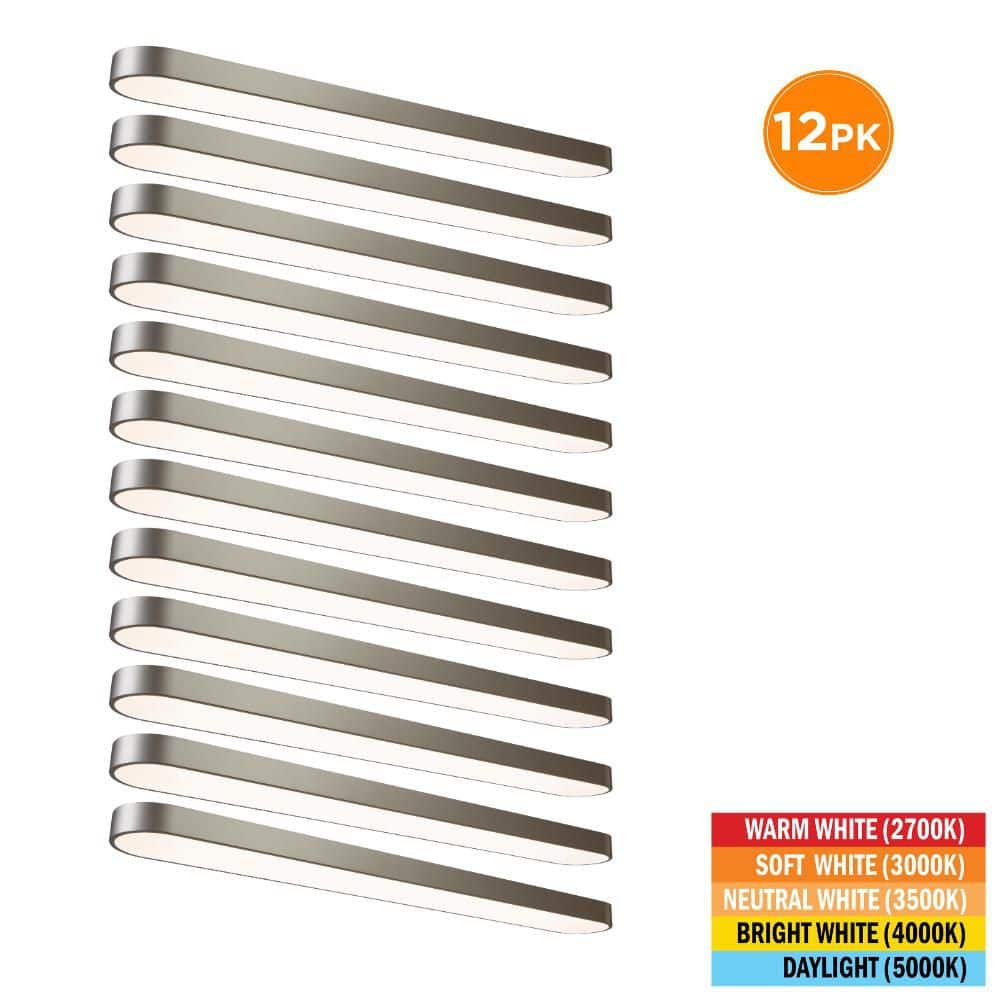 12-Pack 4 ft. x 6 in. Satin Nickel LED Flush Mount Ceiling Light Fixture Selectable CCT 2700K-5000K 2800 Lumens 40-Watt price history on PriceWatchPro