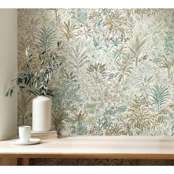 Meilani Green Palm Landscape Wallpaper Sample
