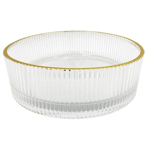 Scotch 16 in . Circular Bathroom Vessel Sink in Clear with Gold Rim Tempered Glass