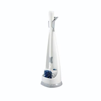18 in. Plastic Toilet Brush and No-Drip Holder Set