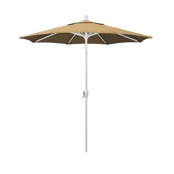 California Umbrella 7.5 ft. Matte White Aluminum Market Push Tilt Patio Umbrella in Champagne Olefin