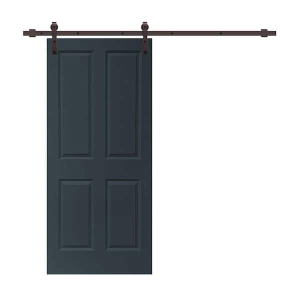 CALHOME 30 in. x 80 in. Charcoal Gray Stained Composite MDF 4-Panel ...