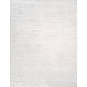 Sutton Ivory 12 ft. x 15 ft. Striped Polypropylene and Polyester Area Rug