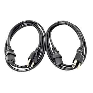 12 ft. Universal AC Power Cord UL Approved NEMA 5-15P to C13 Black (2-Pack)