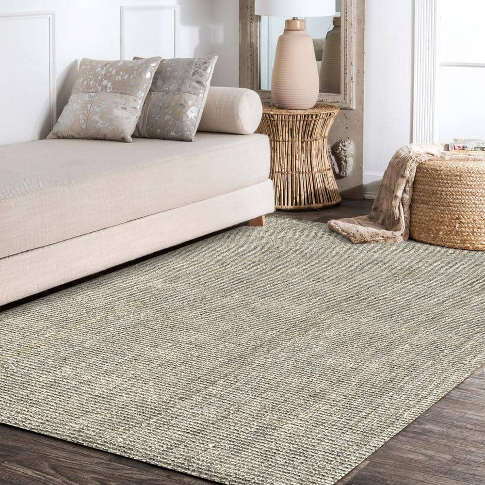Gray Handwoven Chunky Jute 4' x 6' Reversible Area Rug