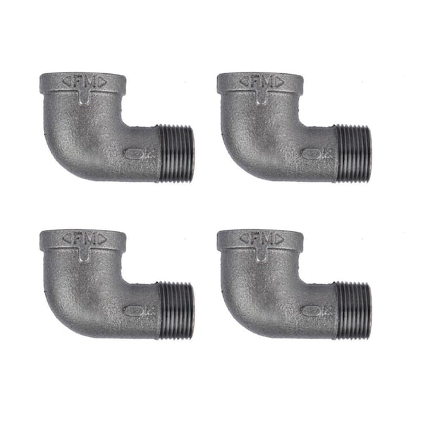 PIPE DECOR 1 in. Black Iron 90 Degree Street Elbow Fitting (4-Pack)