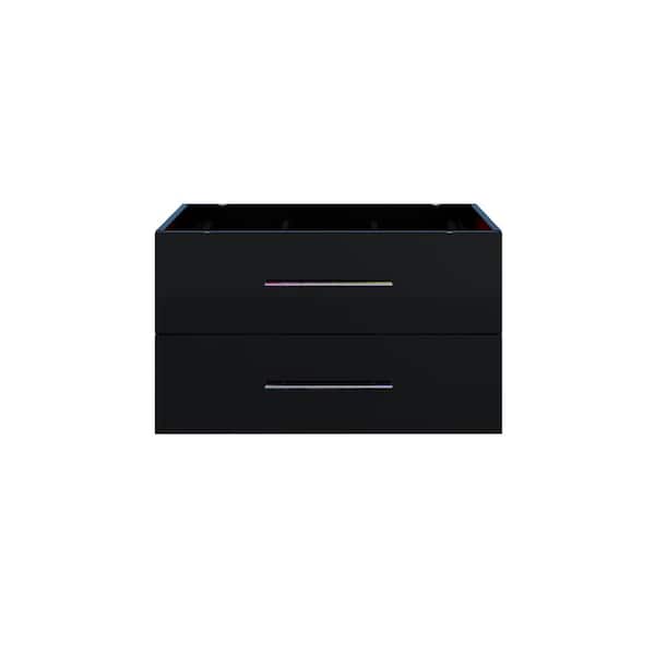 VOLPA USA AMERICAN CRAFTED VANITIES Napa 36 in. W x 22 in. D x 21 in. H Single Sink Bath Vanity Cabinet without Top in Glossy Black, Wall Mounted