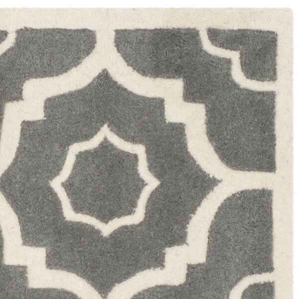 2' x 3' Grey Safavieh Chatham Collection CHT758E Handmade Geometric Premium Wool Accent Rug Ivory 