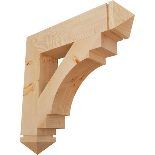 Ekena Millwork 5.5 in. x 30 in. x 30 in. Douglas Fir Merced Arts and Crafts Smooth Bracket