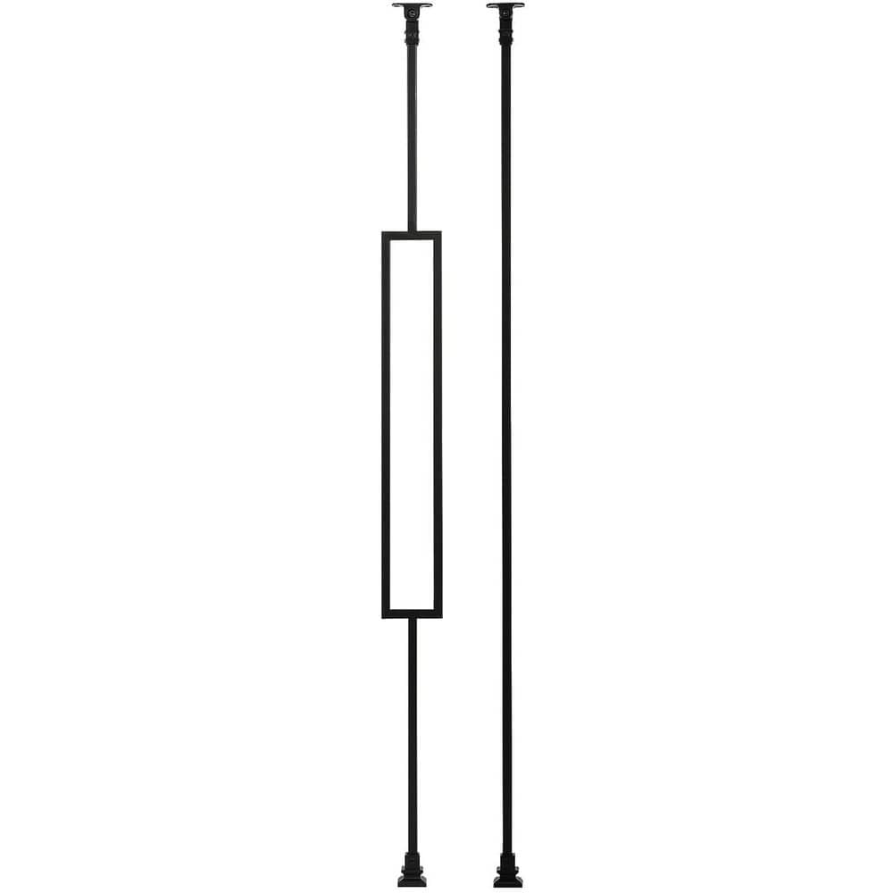 44 in. H x 0.5 in. W Black Wrought Iron Stair Railing Kit with 16 Rectangular Hollow Balusters and 64 Fixed Swivel Shoes price history on PriceWatchPro