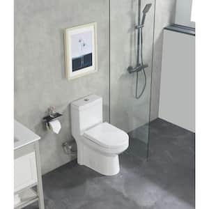 1-Piece 1.1/1.6 GPF Compact Dual Flush Round Toilet in White Soft Close Durable UF Seat Included