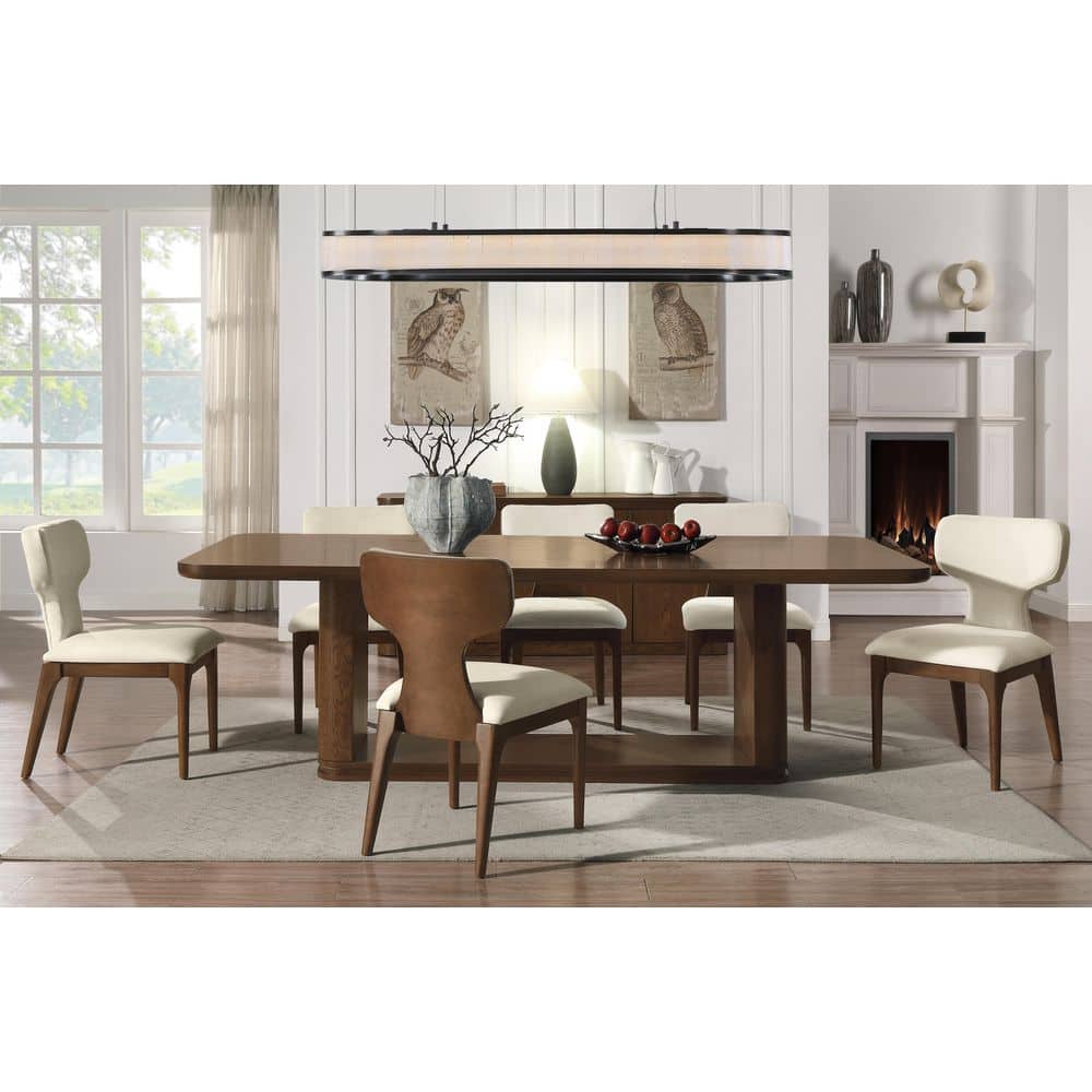 Acme Furniture Conic Brown Oak Wood 95 in. Pedestal Base Dining